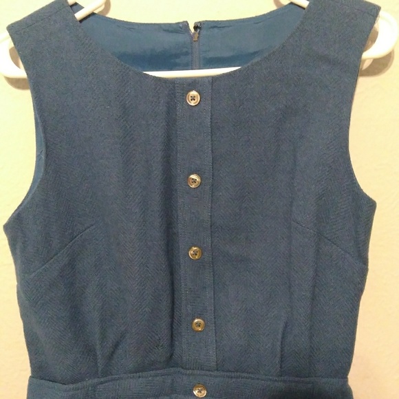 Vintage blue button down shirt sheath dress - Picture 4 of 7